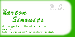 marton simonits business card
